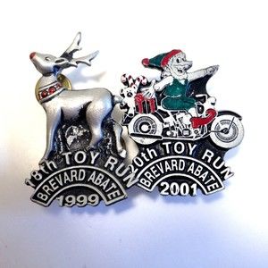 (2) Vintage Lady Hawk Motorcycle Toy Run Biker Pins 1999 18th  & 2001 20th